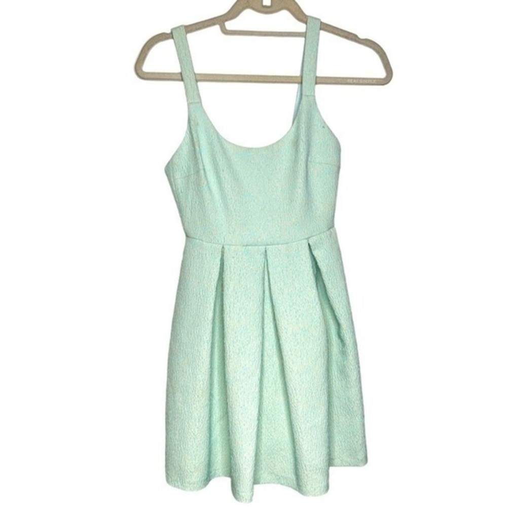 Trafaluc Zara Tiffany blue cheetah print flair dress size XS